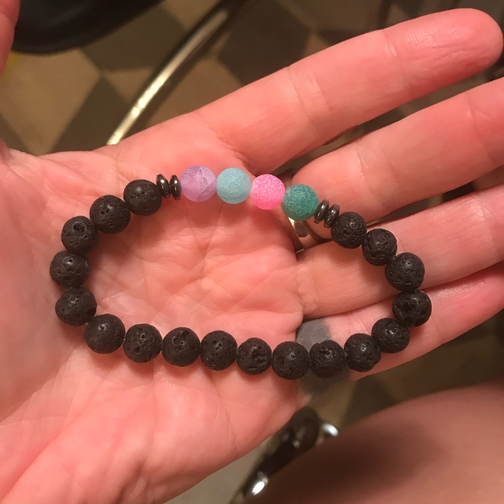 Lava and agate stone bracelet